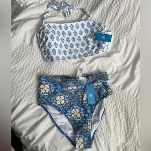 Cupshe Blue and White Patterned Bikini Set